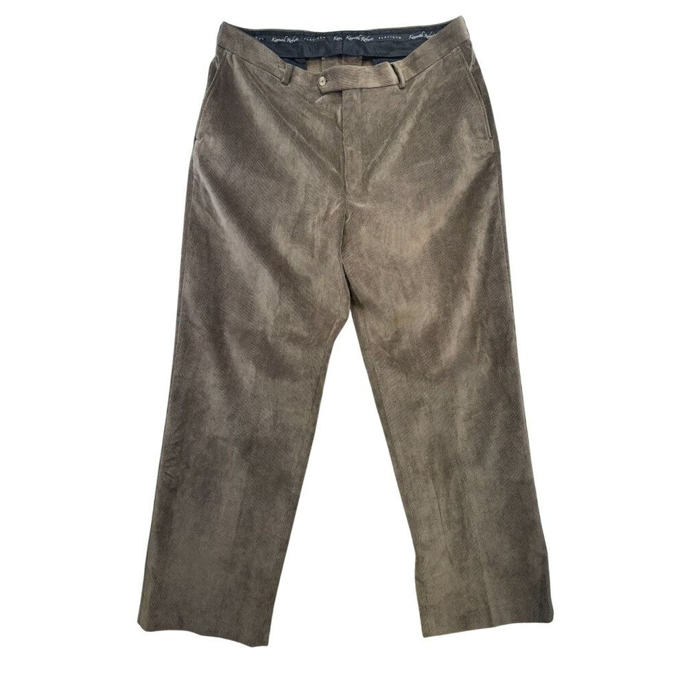 Kenneth Roberts Platinum Mens Corduroy Pants W38/L30 Brown Biconstituent Blend
